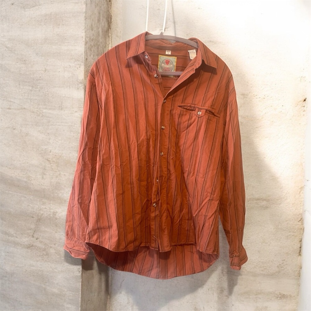 Vintage Tom Tailor Rust Striped Men's Casual Shirt